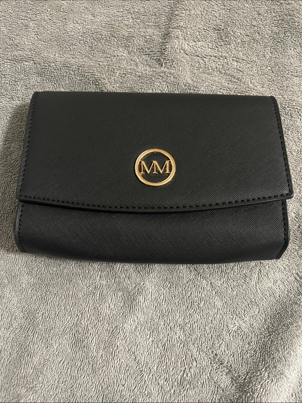 Black MM Logo Leather Crossbody Bag